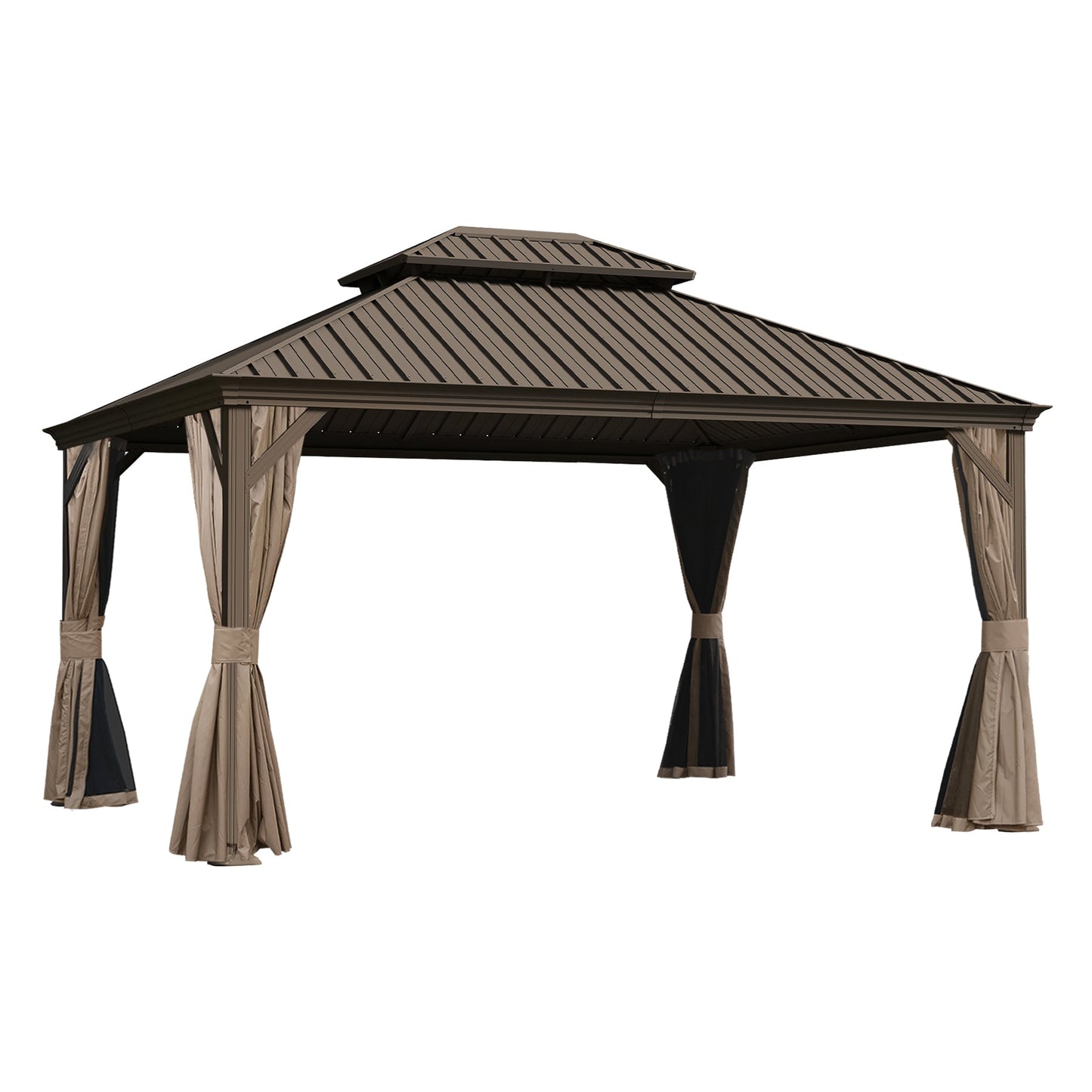 Outdoor Gazebo with Galvanized Steel Double Roof