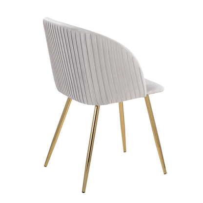 Pleated Waves contemporary chair set of 2 in gray fabric with gold metal legs on Tampa Home & Garden Store