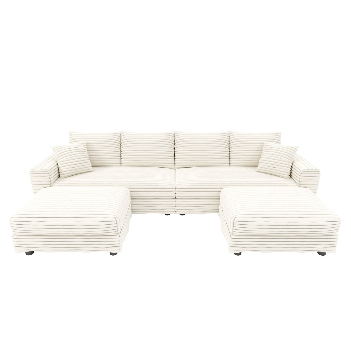 Deep Seat Sofa Bed With Ottoman and Soft Pillows
