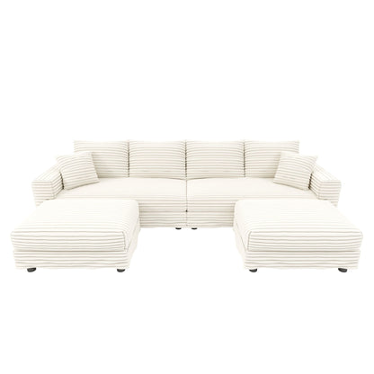 Deep Seat Sofa Bed With Ottoman and Soft Pillows