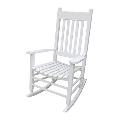 Classic wooden porch rocker chair in white with slatted back and seat by HouseOfZazla on Tampa Home & Garden Store
