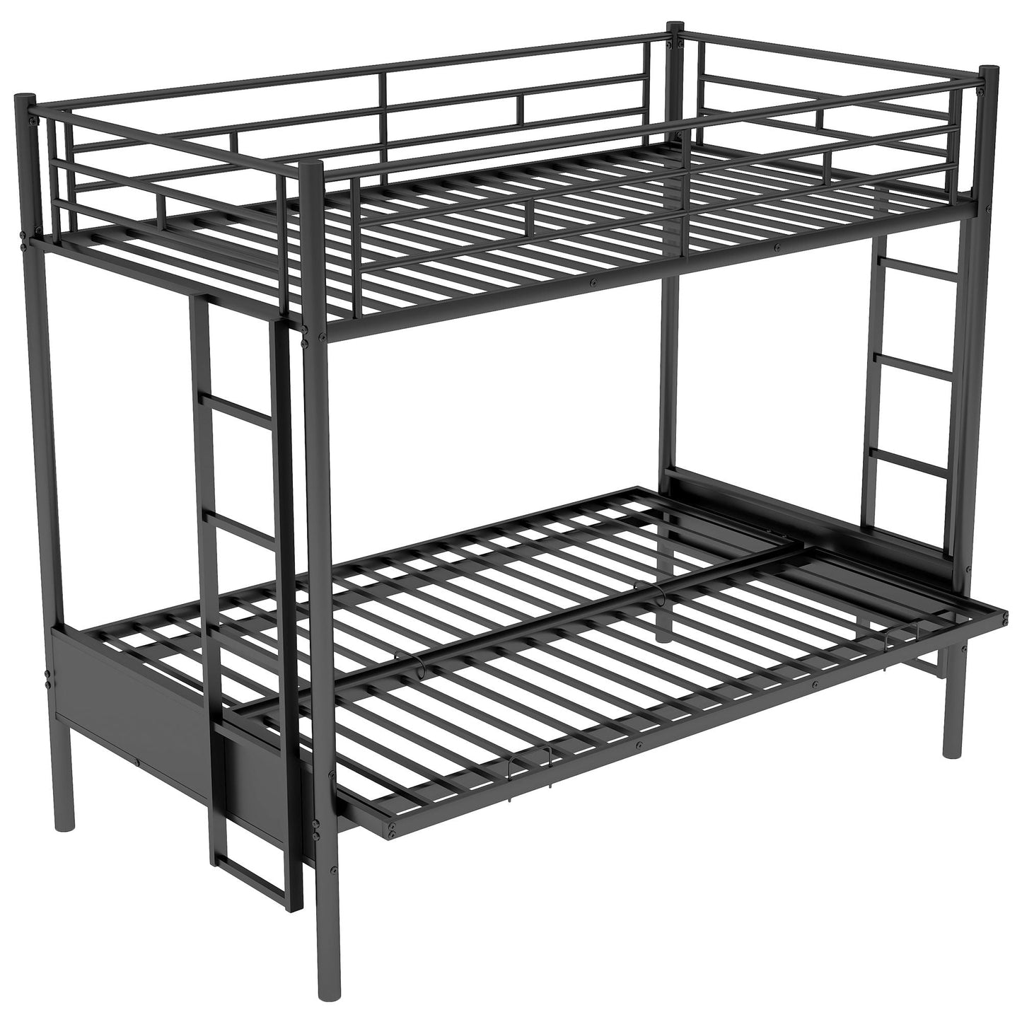 Twin over full bunk bed by HouseOfZazla in black metal with guard rails and ladder on Tampa Home & Garden Store