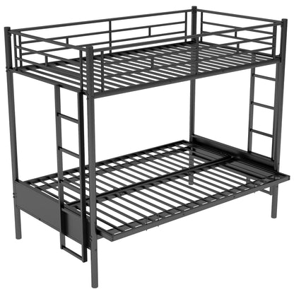 Twin over full bunk bed by HouseOfZazla in black metal with guard rails and ladder on Tampa Home & Garden Store