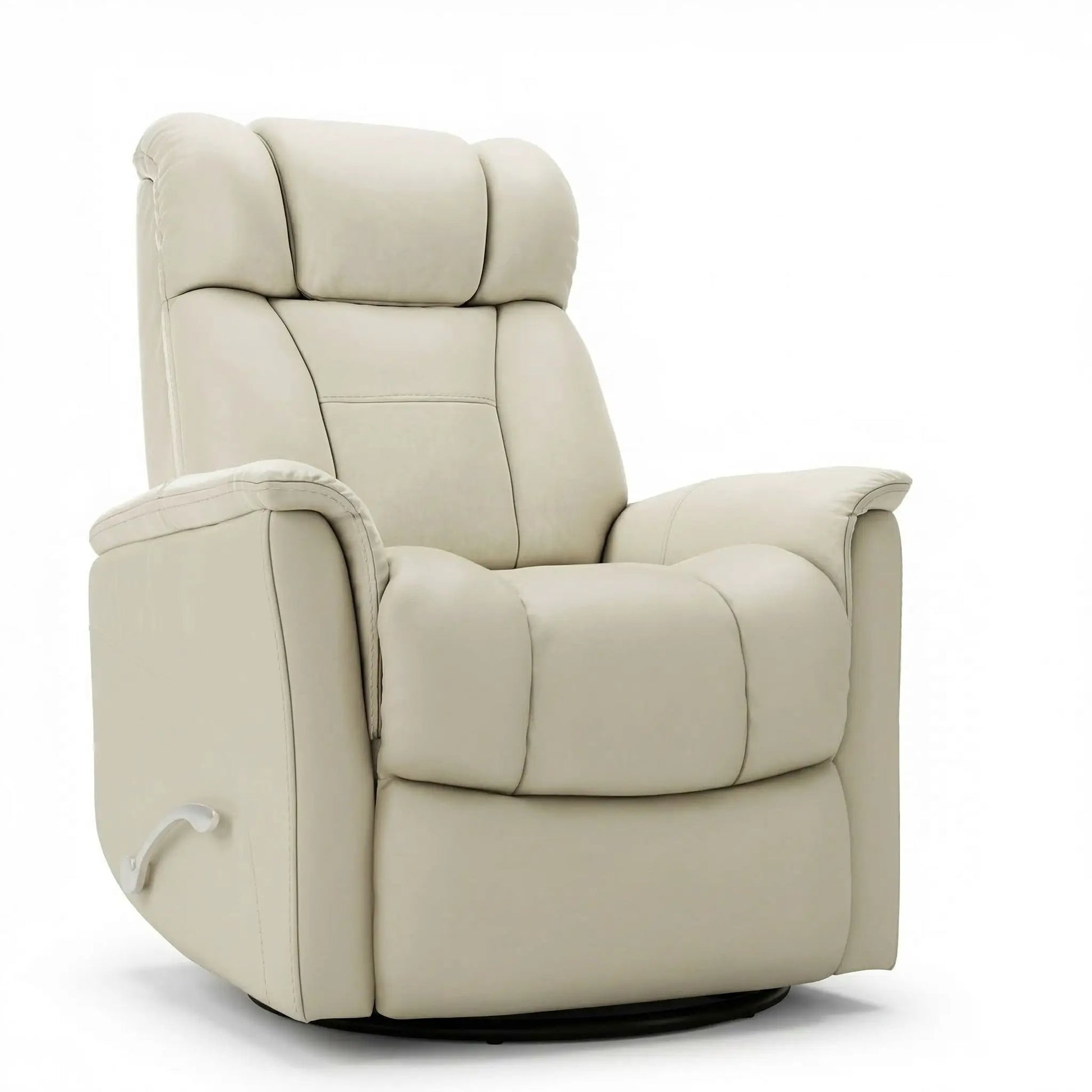 Bentley swivel glider recliner beige leather with manual headrest & footrest on Tampa Home & Garden Store