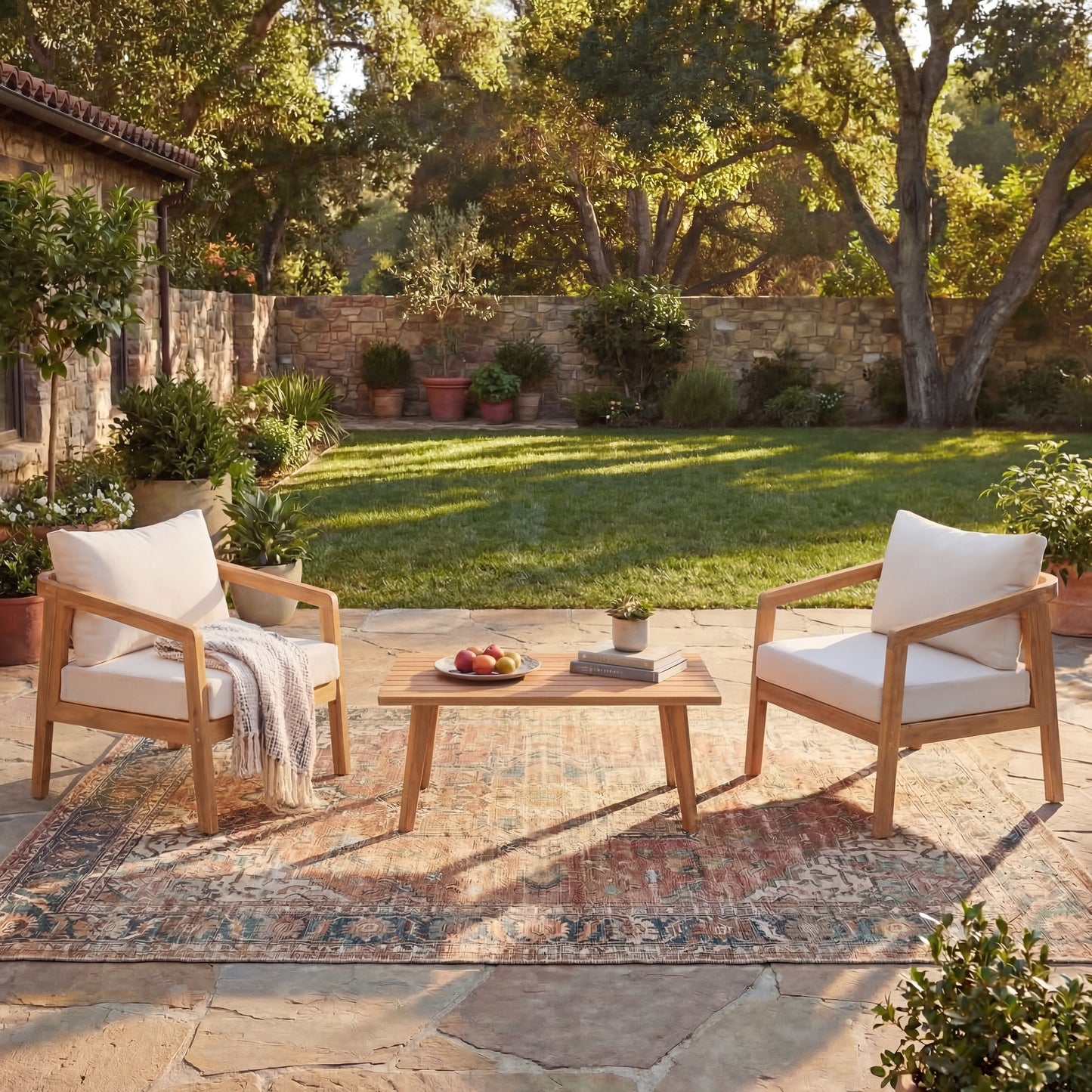 Premium Acacia Wood Outdoor Patio Chair Set