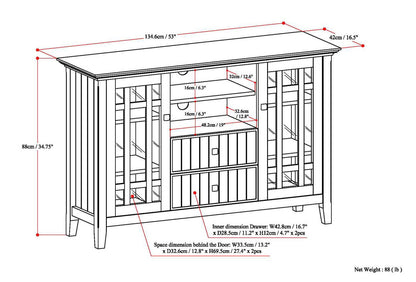 Handcrafted Tall TV Media Stand Solid Wood by HouseOfZazla with glass-front side cabinets on Tampa Home & Garden Store