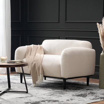 Contemporary Boucle Loveseat and Rounded Design