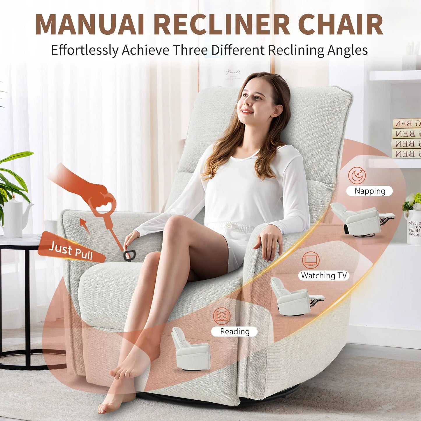 270 Degree Power Swivel Rocker Recliner With USB