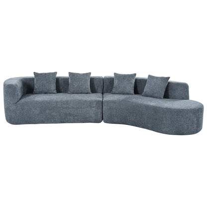 U_Style 132 Modern Sectional Sofa with Curved Design in blue-gray fabric by HouseOfZazla on Tampa Home & Garden Store