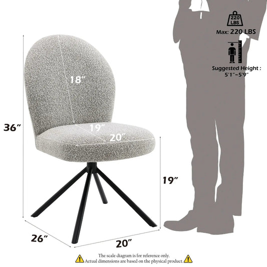 Side chair with swivel, gray textured fabric upholstery, set of 2, Unique Piece Furniture on Tampa Home & Garden Store