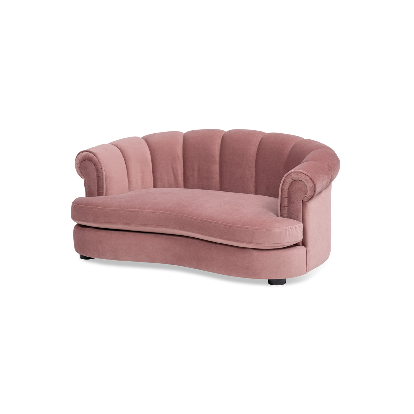 Halle 35.5in Rolled-Arm Dog Bed in pink velvet with channel-tufted back by HouseOfZazla on Tampa Home & Garden Store