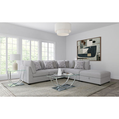 Lafayette 2-piece modular sectional sofa by HouseOfZazla in light gray fabric on Tampa Home & Garden Store