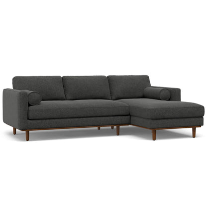 Morrison sectional sofa in dark gray fabric with wood legs on Tampa Home & Garden Store