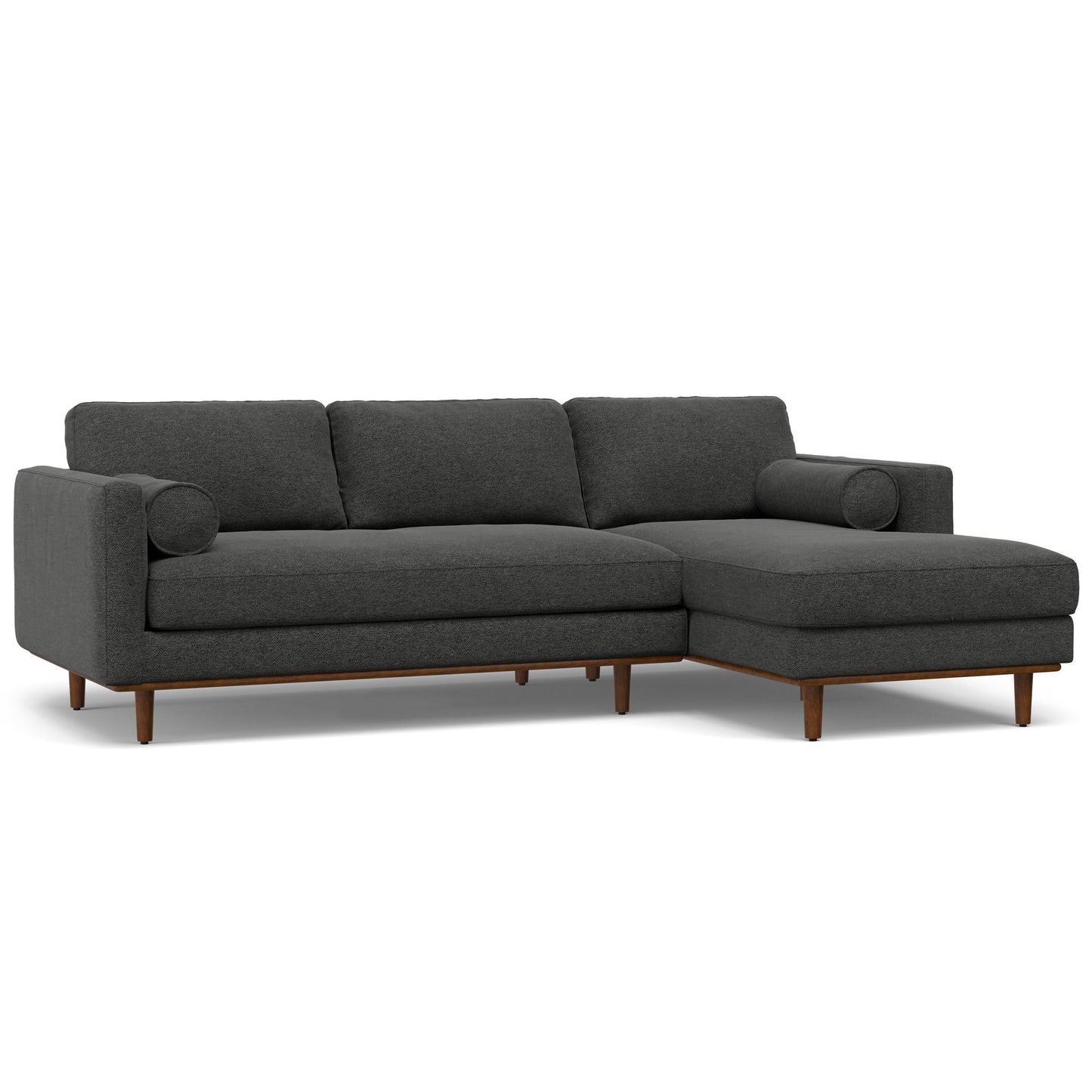 Morrison Upholstered Sectional Sofa in charcoal gray fabric with wooden legs by HouseOfZazla on Tampa Home & Garden Store