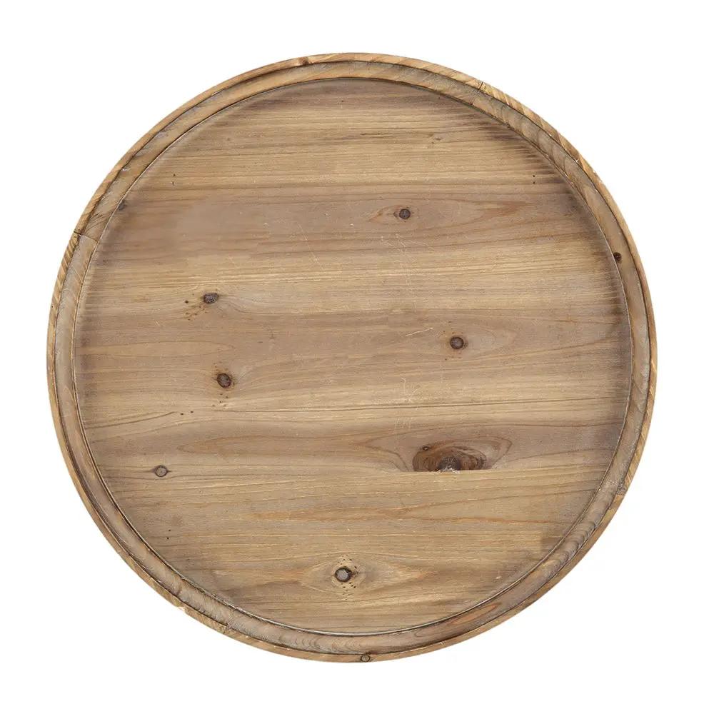 Round wooden end table with rope-wrapped edge for living room or entryway on Tampa Home & Garden Store