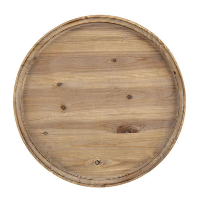 Round wooden end table with rope-wrapped edge for living room or entryway on Tampa Home & Garden Store