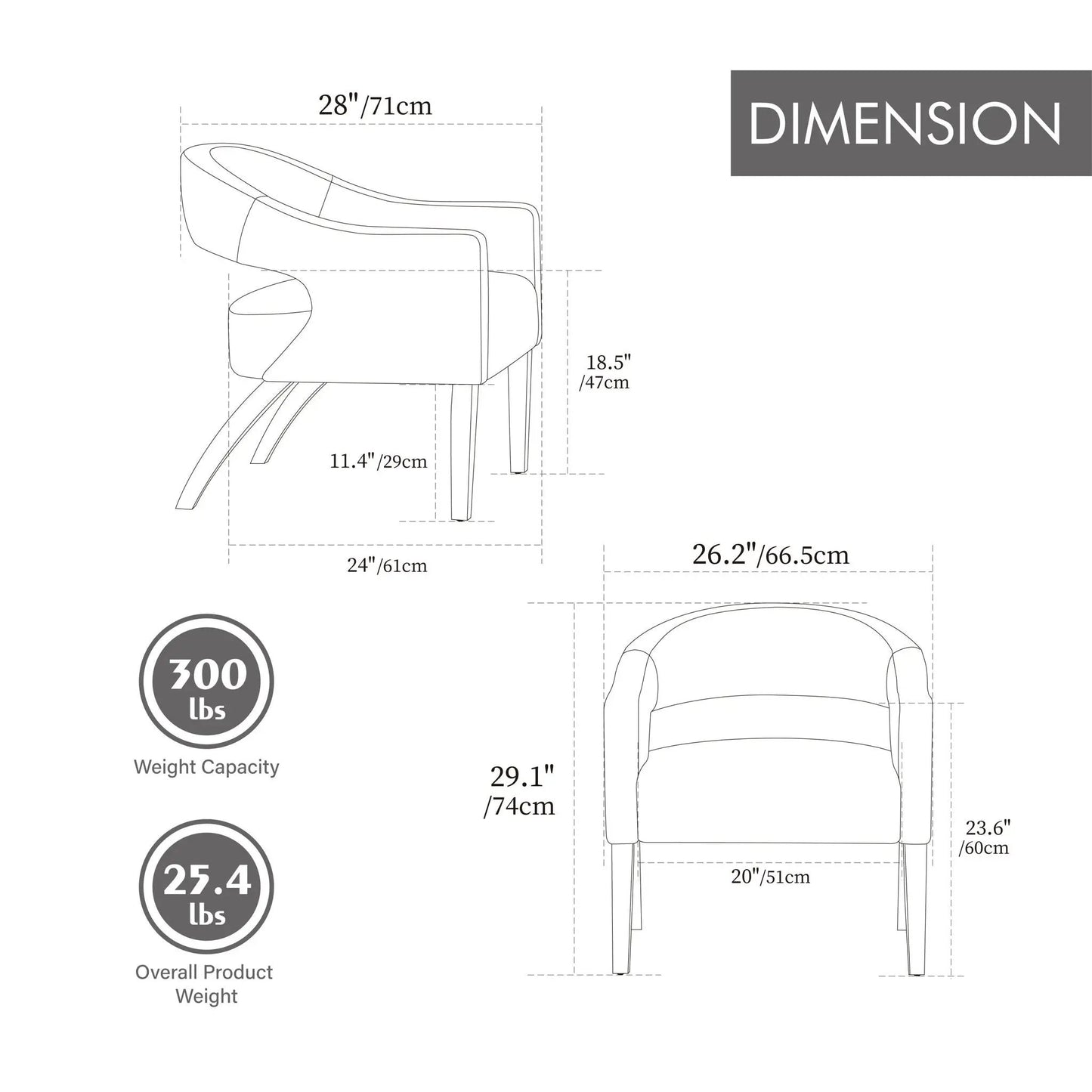 Upholstered openback armchair with weathered rubberwood legs, Unique Piece Furniture, dimensions on Tampa Home & Garden Store