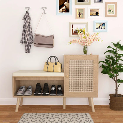 2 In 1 Shoe Storage Bench With Adjustable Shelves