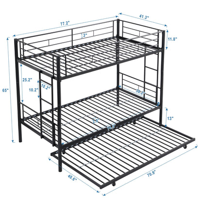 Modern Metal Frame Bunk Bed With Trundle