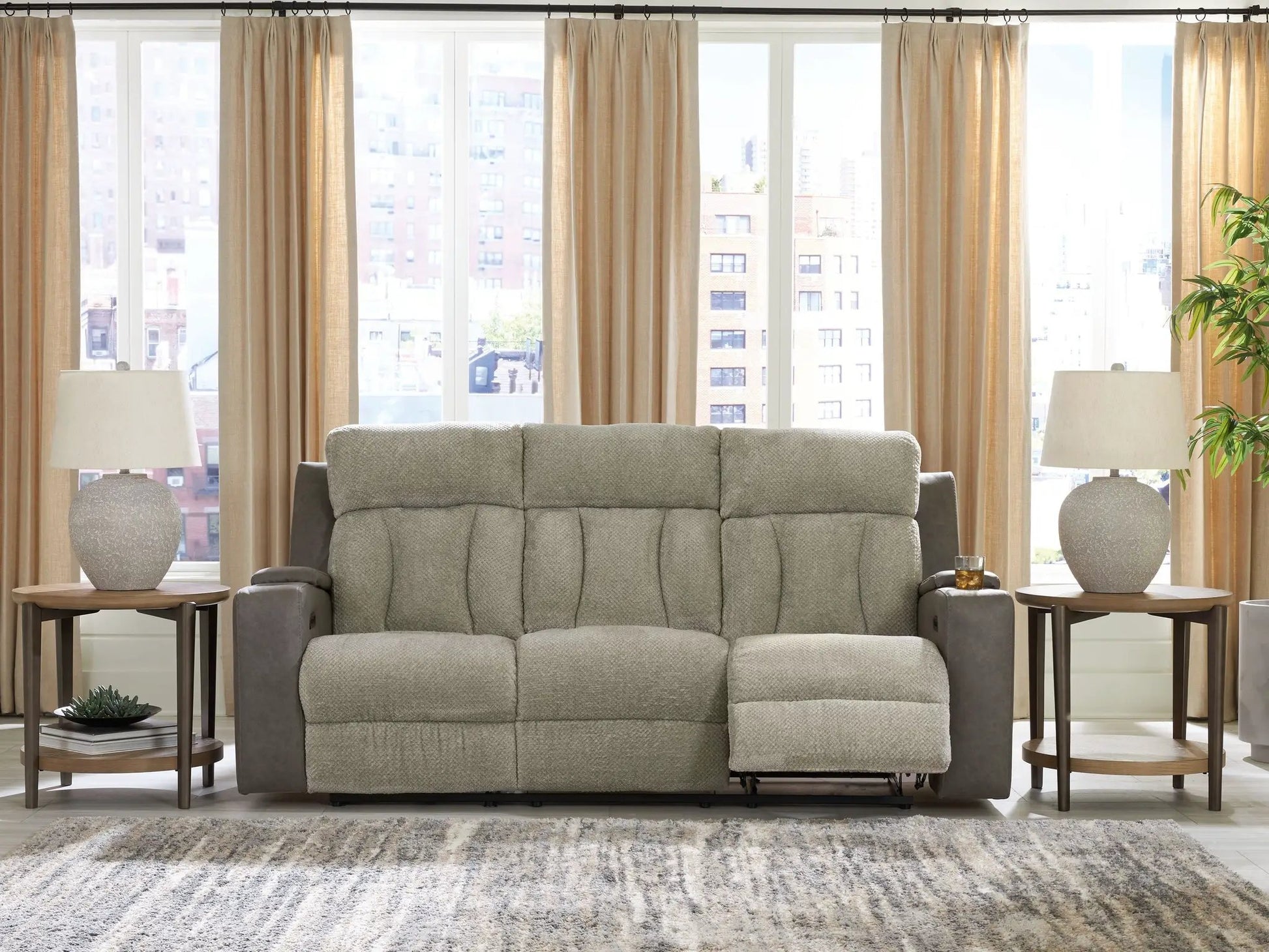 WhipLash reclining sofa with adjustable headrests in sisal fabric by Unique Piece Furniture on Tampa Home & Garden Store