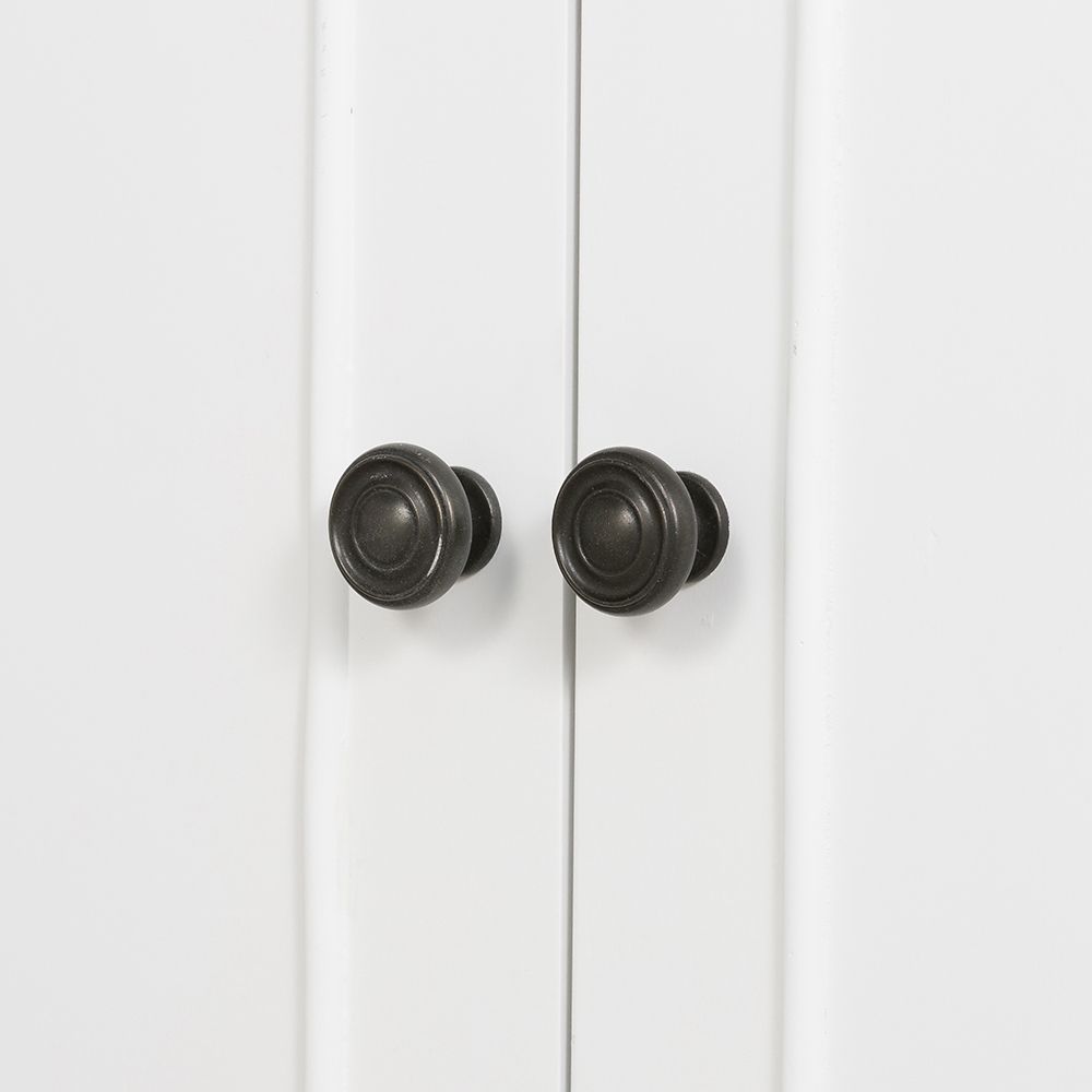 French Country acacia bookcase front doors with black metal knobs on white finish on Tampa Home & Garden Store