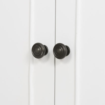 French Country acacia bookcase front doors with black metal knobs on white finish on Tampa Home & Garden Store