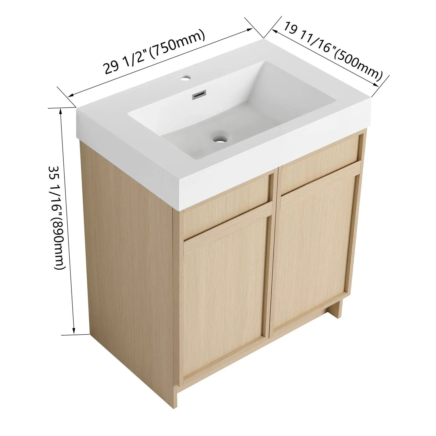 Freestanding Bathroom Vanity with Resin Sink