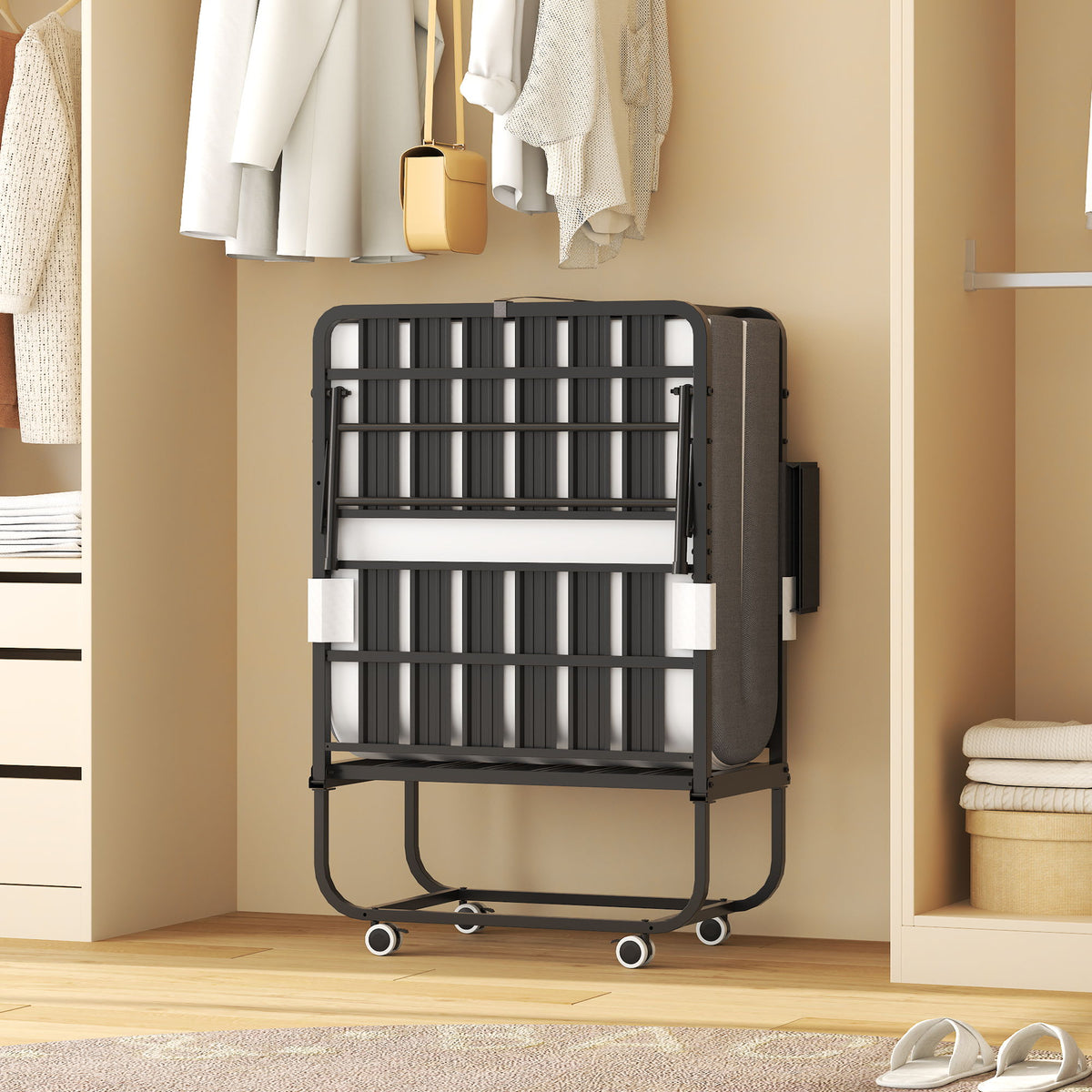 Adjustable Head and Memory Foam Folding Guest Bed