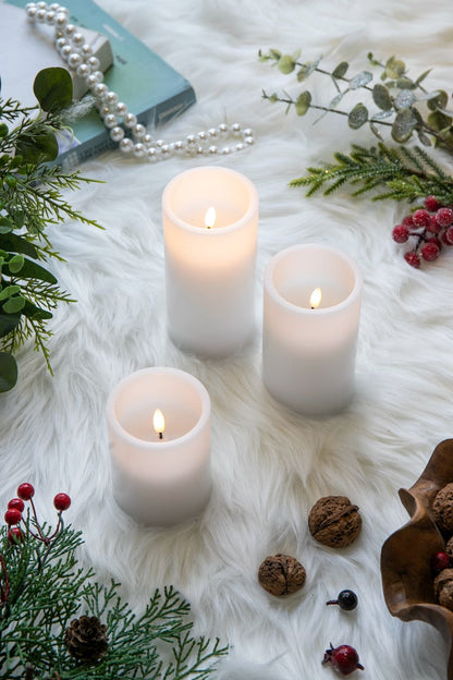 Led Candles With Remote Timer Set Of 3 White