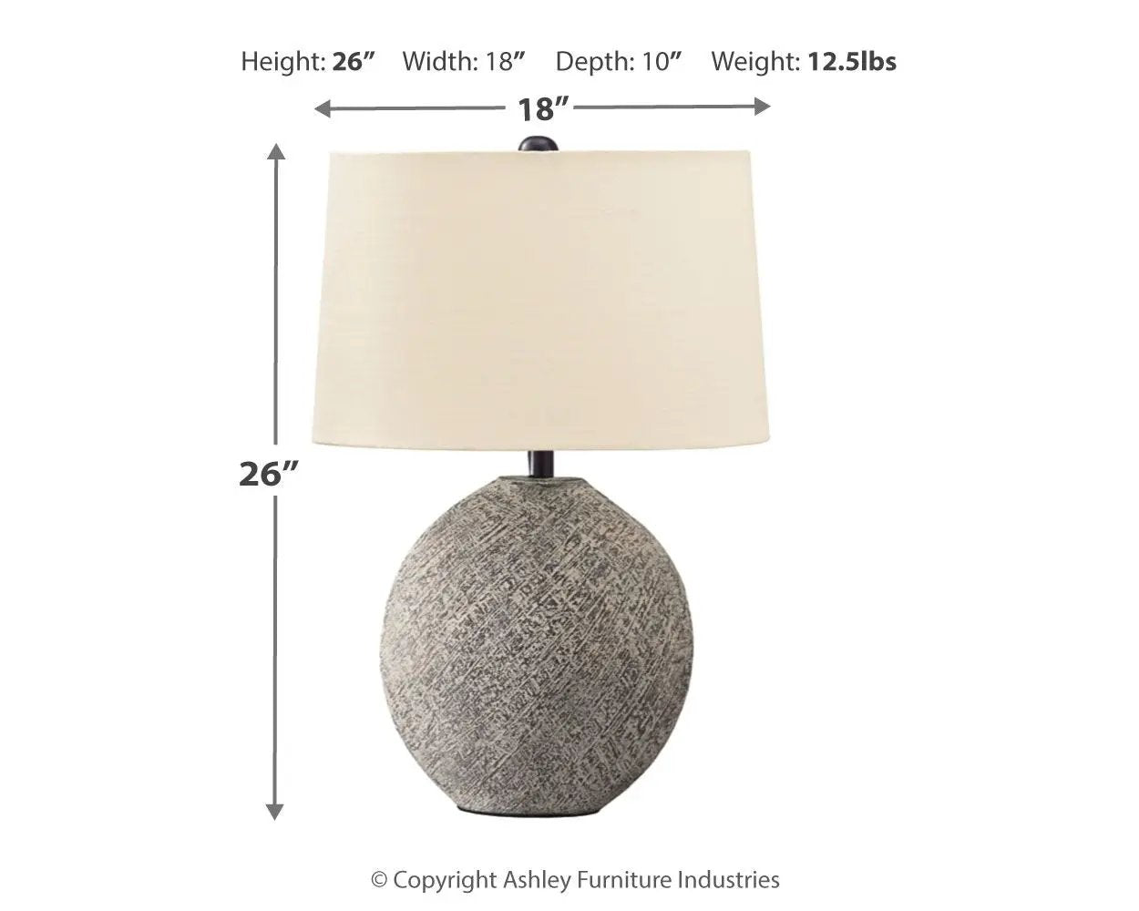 Harif Beige Paper Table Lamp with Textured Shade