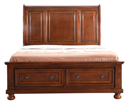 Stunning Sleigh Bed Design by HouseOfZazla in dark mahogany with paneled headboard on Tampa Home & Garden Store
