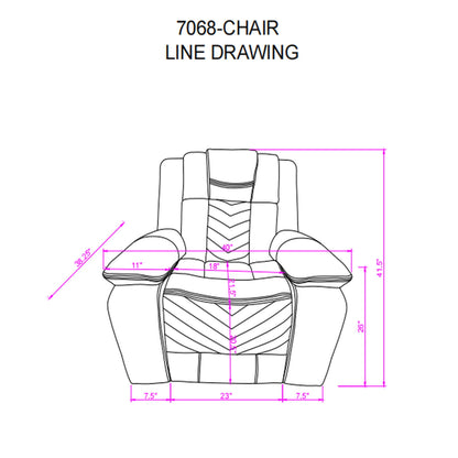 Classic Gray Power Recliner With LED and Storage