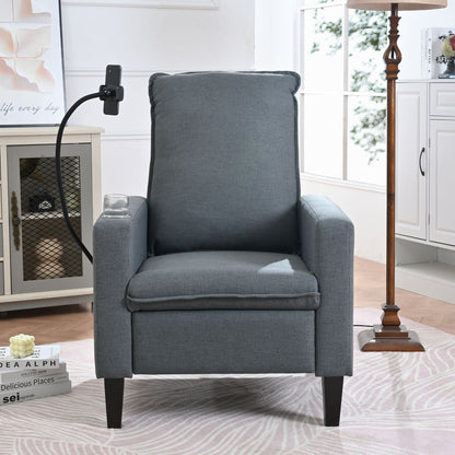 Recliner chair gray fabric by HouseOfZazla with phone holder and cup holder on Tampa Home & Garden Store