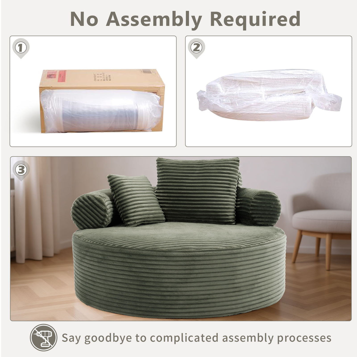 Round Sofa Bed and Pillows for the Living Room