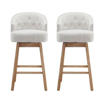 360 Degree Rotation Swivel Counter Stools set of 2, light beige fabric with nailhead trim on Tampa Home & Garden Store