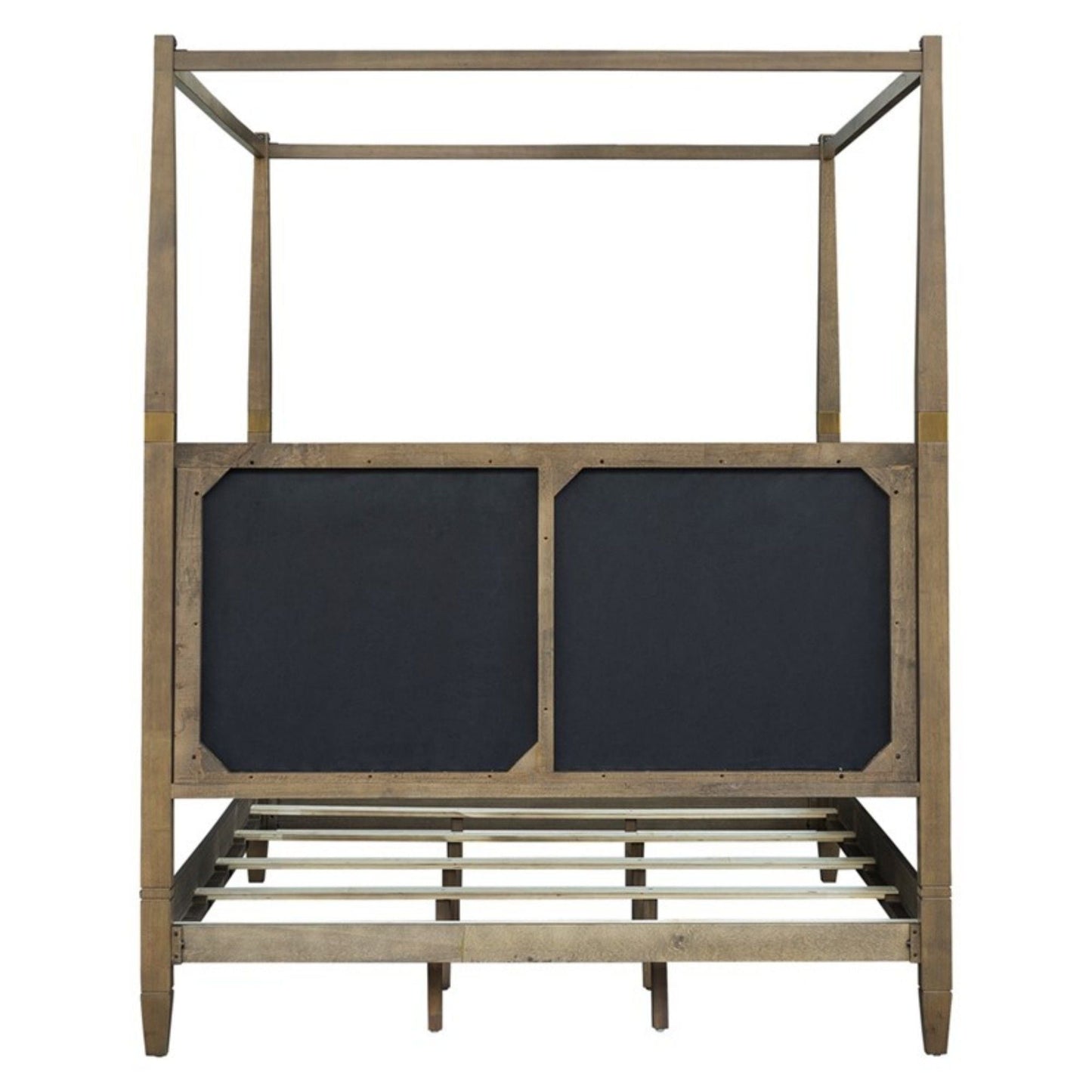 Queen Canopy Bed Frame With Upholstered Headboard