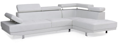 Riveredge Comfort Sectional white upholstery with chaise lounge on right and metal legs on Tampa Home & Garden Store