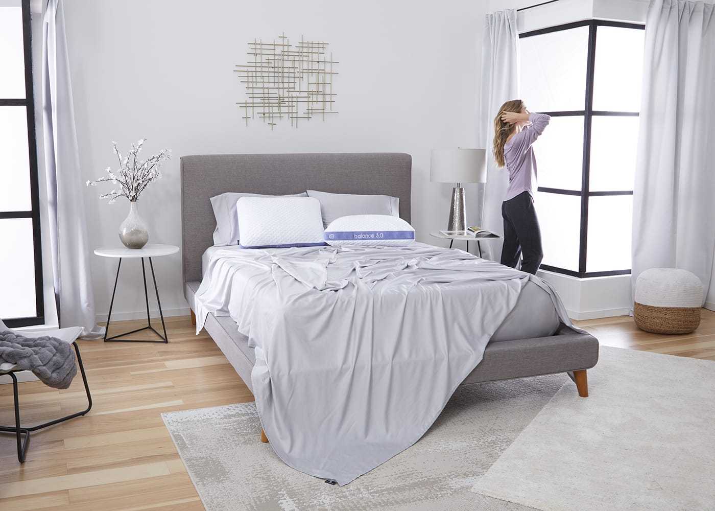 BedGear Balance Rectangle Pillow, size 3.0, airmesh pillow by HouseOfZazla, white with blue edge on Tampa Home & Garden Store