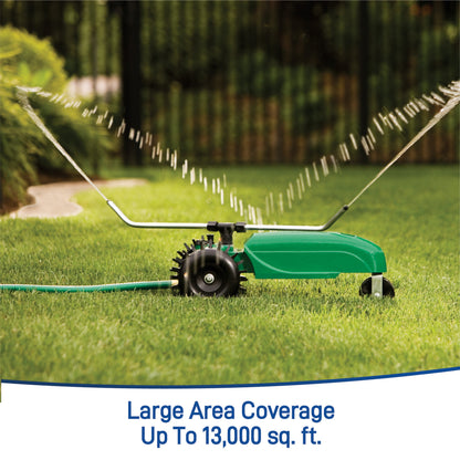 Orbit Traveling Sprinkler 58322 hose-end sprinkler on green lawn on Tampa Home & Garden Store