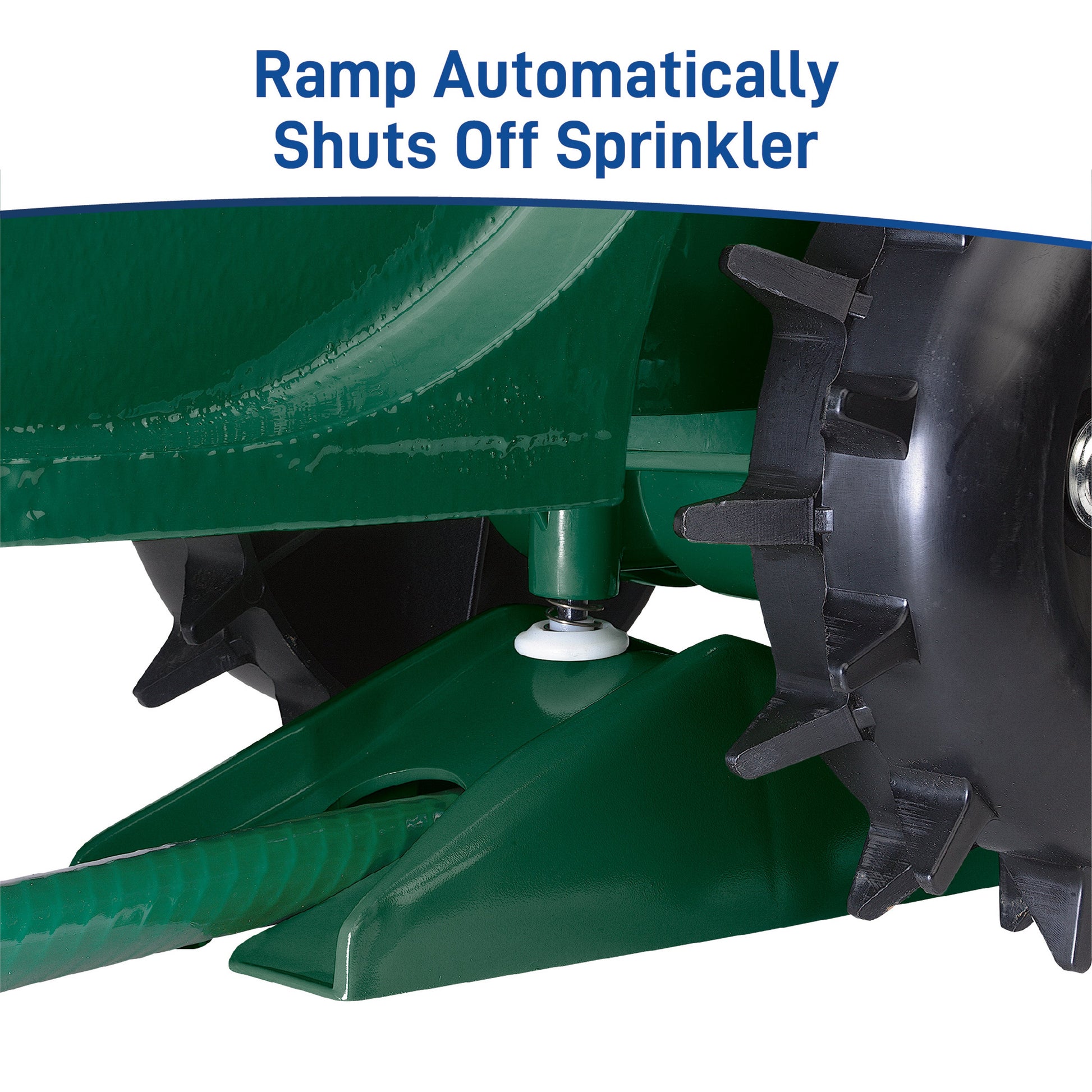 Orbit Irrigation Traveling Sprinkler 58322 hose end sprinkler with green frame and black gear on Tampa Home & Garden Store