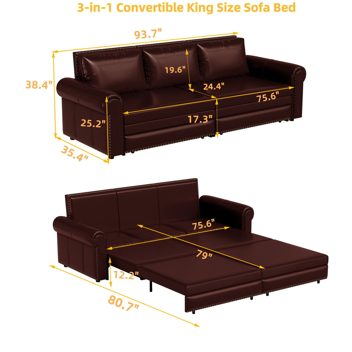 3 In 1 Convertible Sleeper and King Lounger