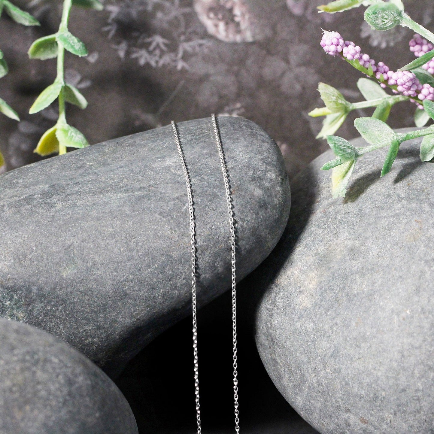 14k white gold oval cable link chain necklace 0.97mm, two chains, by Bids.com on Tampa Home & Garden Store