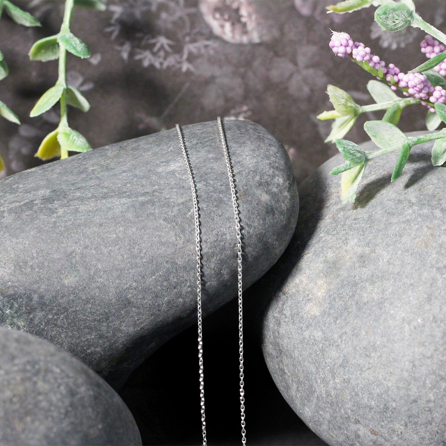 14k white gold oval cable link chain necklace 0.97mm, two chains, by Bids.com on Tampa Home & Garden Store