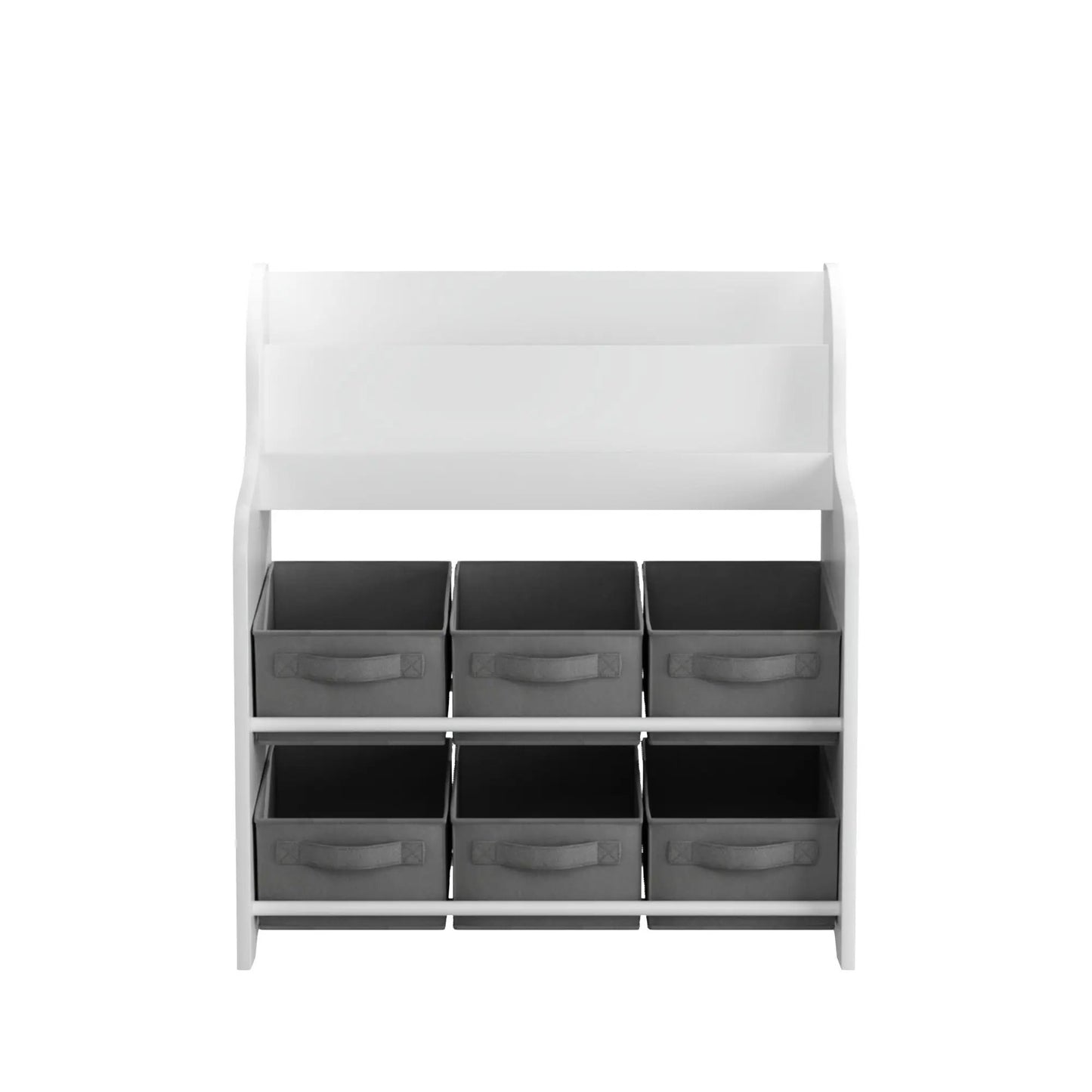 White bookshelf with 6 fabric bins, kids bookcase and toy organizer by Unique Piece Furniture on Tampa Home & Garden Store