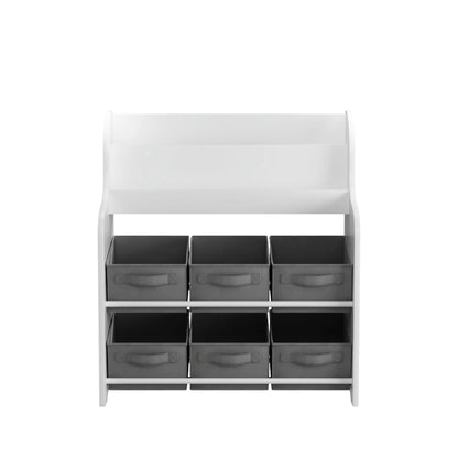 White bookshelf with 6 fabric bins, kids bookcase and toy organizer by Unique Piece Furniture on Tampa Home & Garden Store