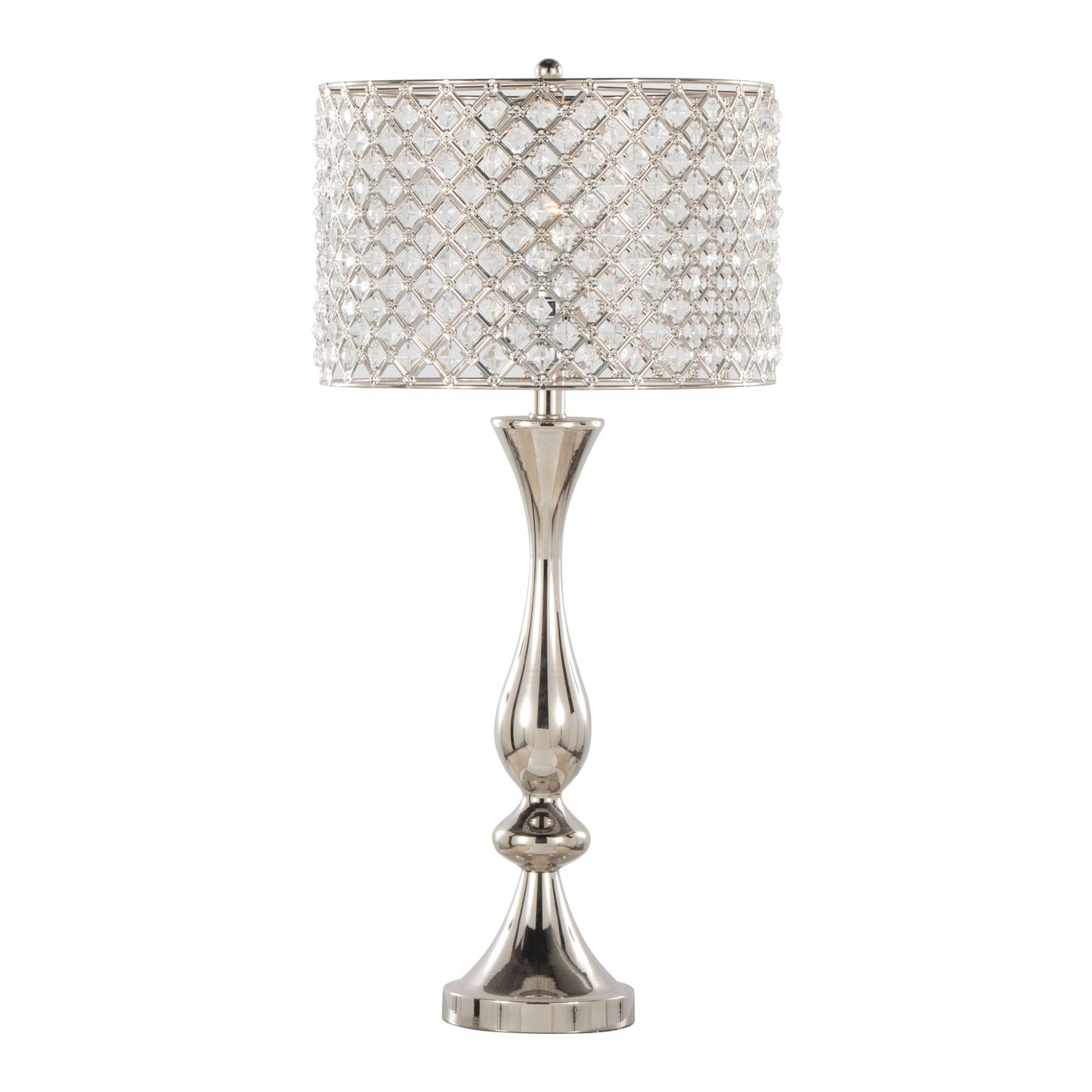 Topaz contemporary table lamp by HouseOfZazla with crystal lattice shade and polished metal base on Tampa Home & Garden Store