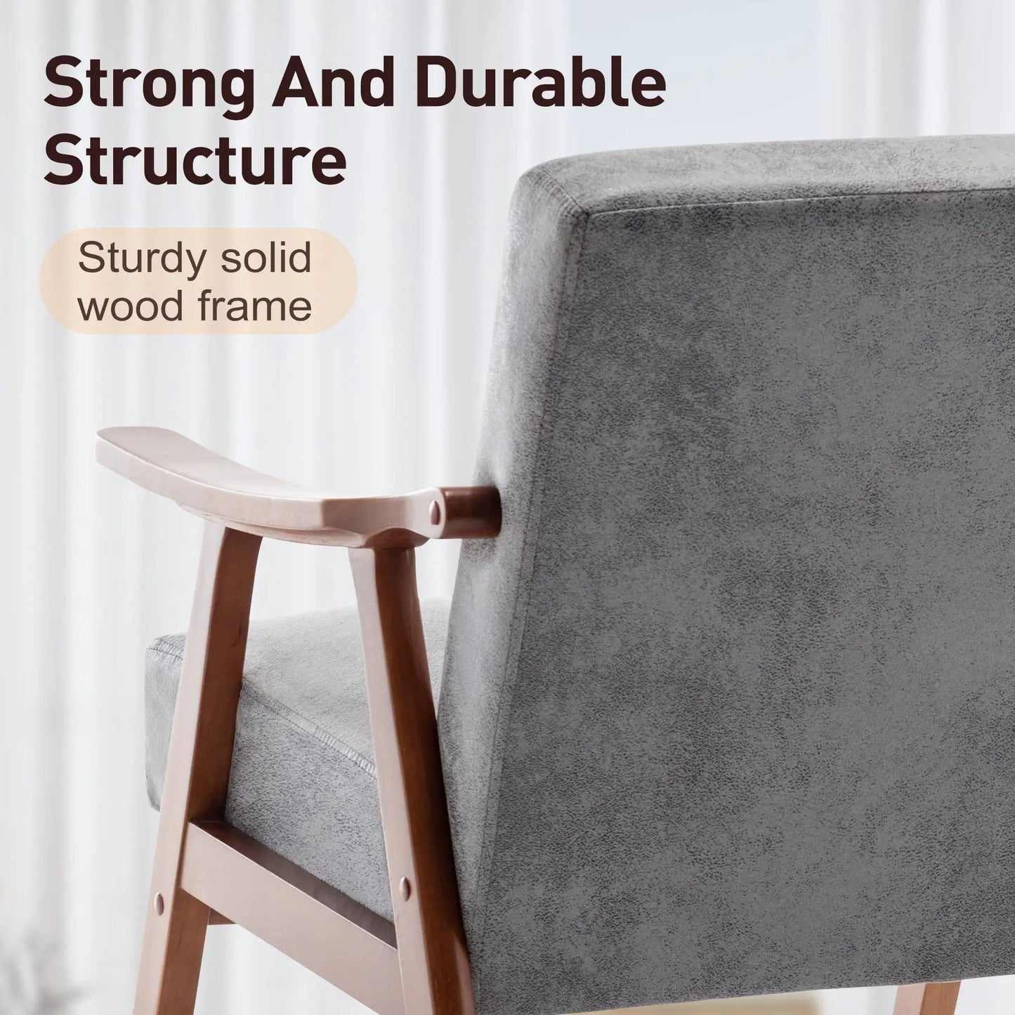 Mid Century Modern Accent Chair solid wood frame textured upholstery on Tampa Home & Garden Store