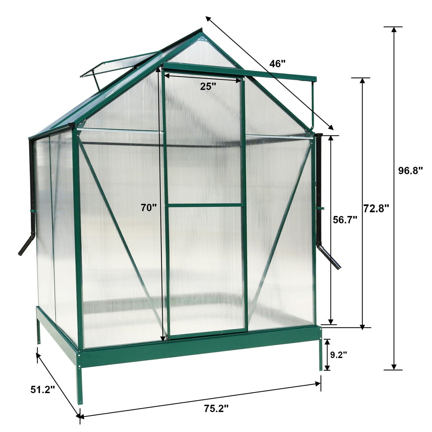 Heavy Duty Polycarbonate Greenhouse Kit and Door