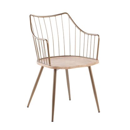 Winston Farmhouse chair with curved spindle back and bronze-beige metal frame HouseOfZazla on Tampa Home & Garden Store