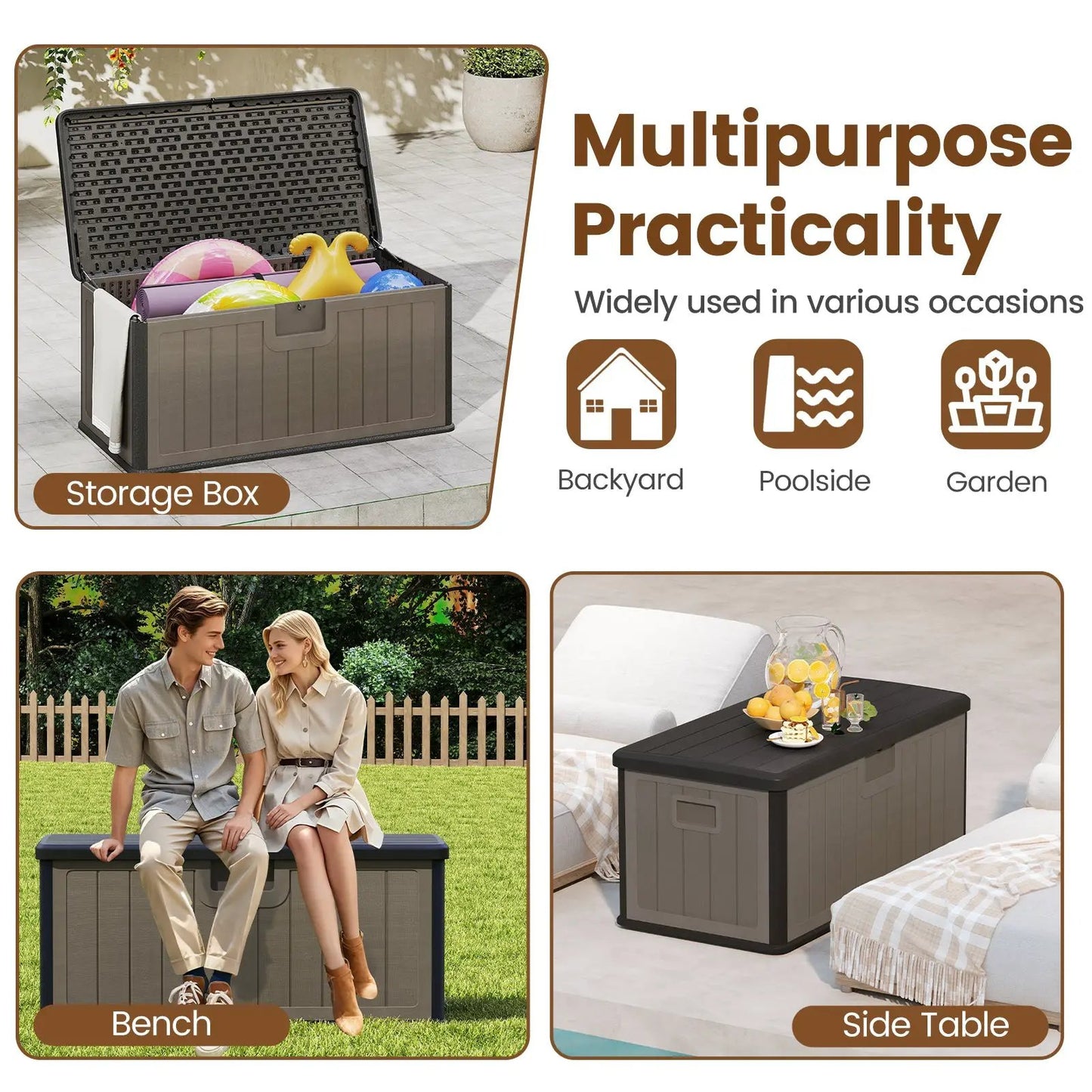 100 Gallon Large Deck Box With Lockable Lid